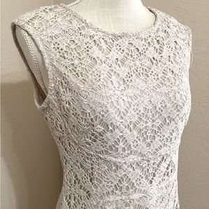 London Times Size 8 Sleeveless Crochet Fitted Dress